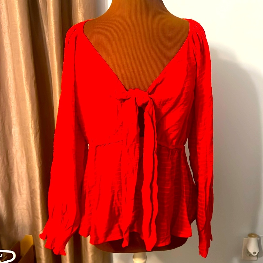 Red Tie Front Shirt